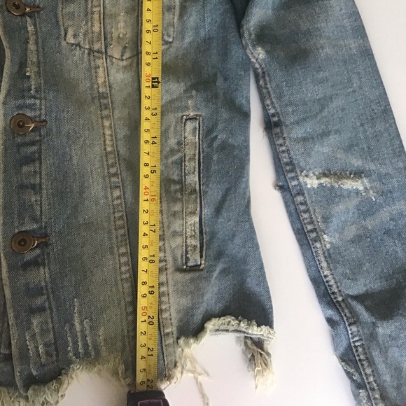 UNIF American flag denim jean distressed spikes jacket - Picture 6 of 16